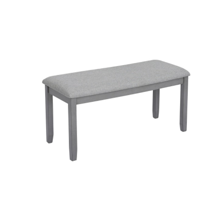 6 Piece Rectangular Wooden Dining Set With 4 Upholstered Chairs And A Bench in Grey