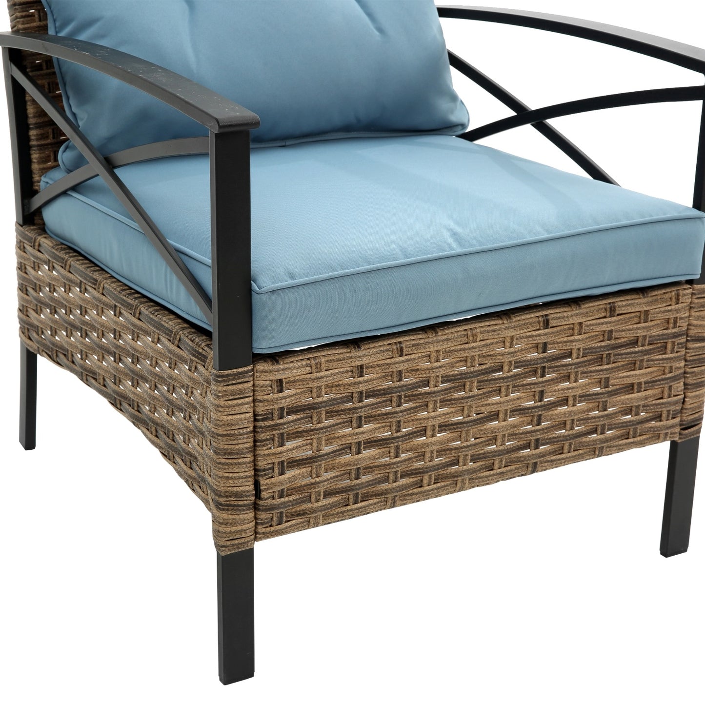 4-Piece Patio Sectional Sofa Set - KD Rattan Wicker Outdoor Furniture