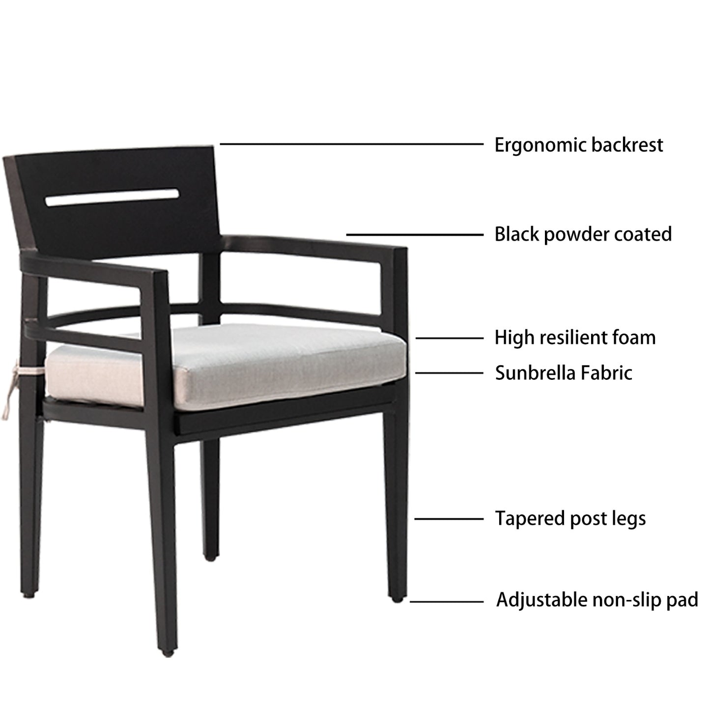 Outdoor Patio Dining Chairs 4PCS With Sunbrella Cushion