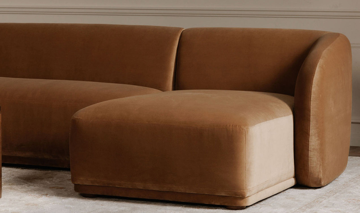 Faye Right Sectional Tan Faux Mohair