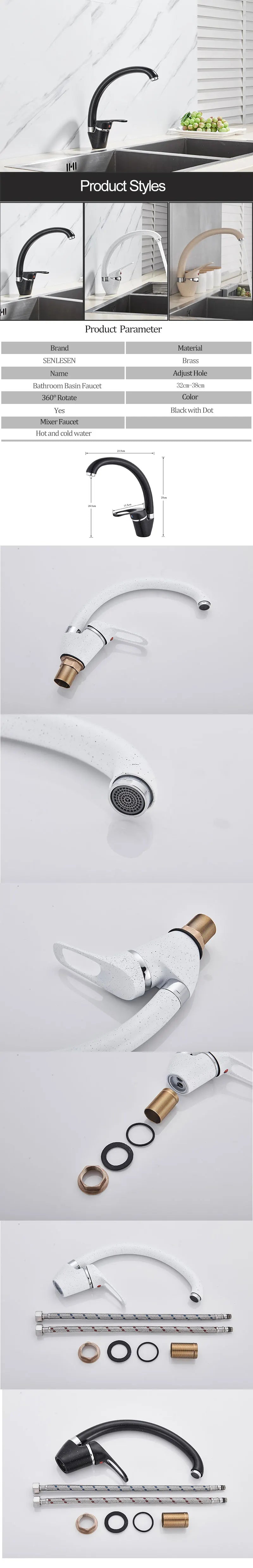 Senlesen Kitchen Sink Faucet Brass 4 Colors Single Handle Hot Cold Water Mixer Tap Sprayer Nozzle Mounted Para Kitchen Faucets