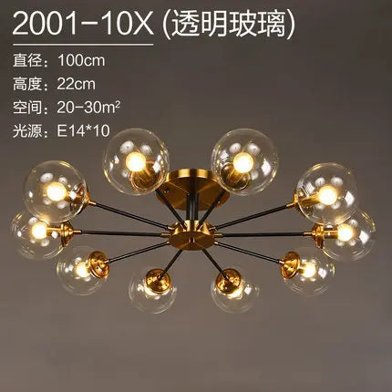 Modern Parlor LED Chandelier Smoke Grey/Clear Glass