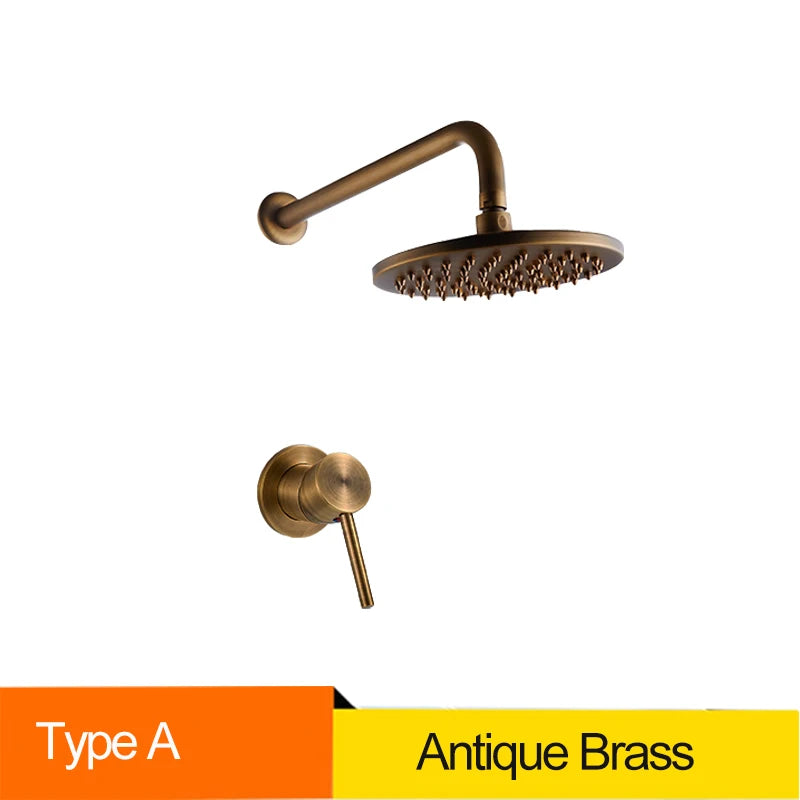 Senlesen Antique Brass Shower Faucets Set Ceramic Valve Core 8 inch Shower Head Wall Mount Hot Cold Mixer Tap Bathroom Faucet