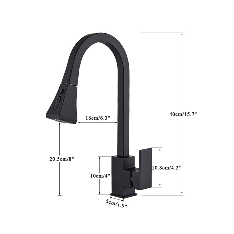 Matte Black Pull Out Sensor Kitchen Faucets Stainless Steel Smart Induction Mixed Tap Rotate Touch Control Sink Tap Torneira