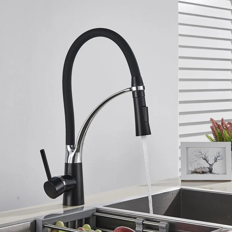 Chrome/Nickel/Black/Gold Rubber Kitchen Faucet Mixer Tap 360 Degree Rotation Pull Down Stream Sprayer Taps torneira de cozinha