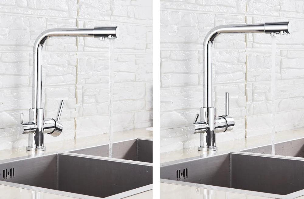Black White Brass Luxury Pure Water Kitchen Faucet Dual Handle Hot and Cold Drinking Water 3-way Filter Kitchen Mixer Taps