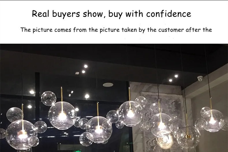 Modern Art Deco Glass Bubble Chandelier Customized Living room Droplight for Children Dining room Bar Indoor Decor Light Fixture