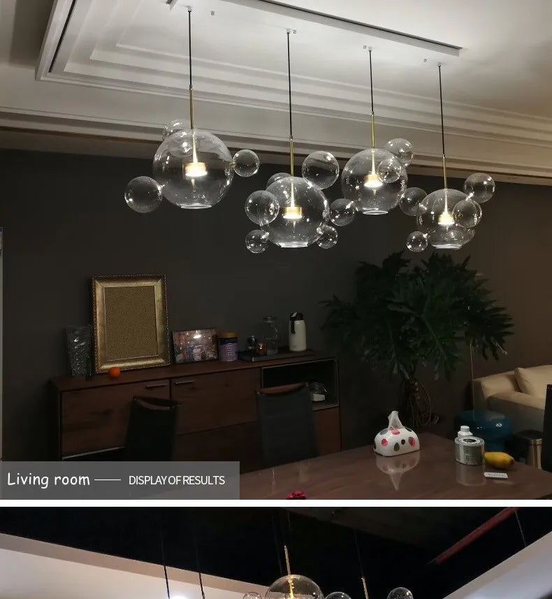 Modern Art Deco Glass Bubble Chandelier Customized Living room Droplight for Children Dining room Bar Indoor Decor Light Fixture