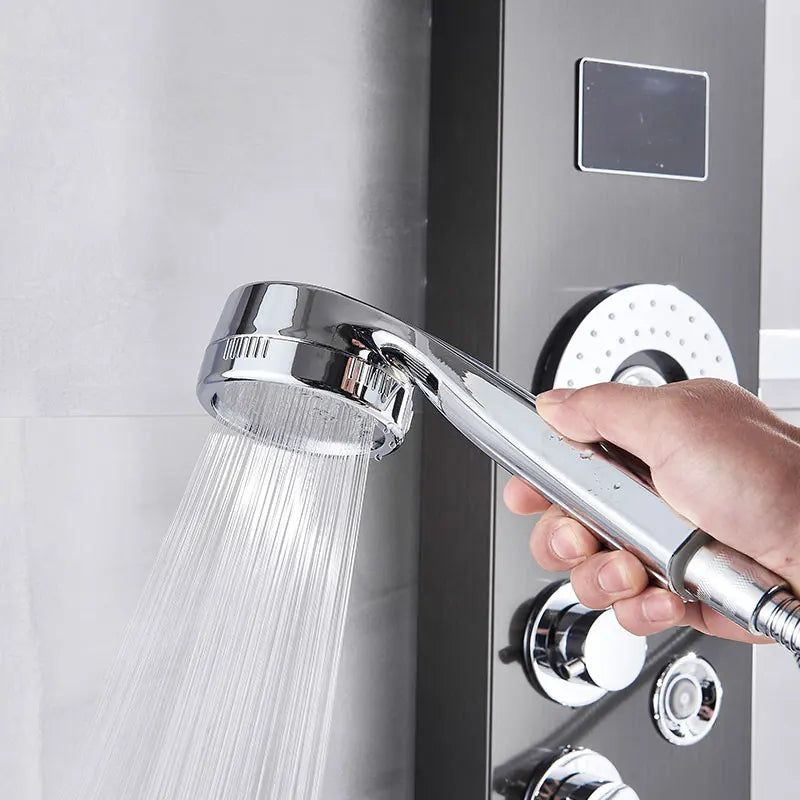 Black Shower Panel Column LED Bathroom Shower System