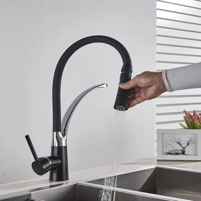 Chrome/Nickel/Black/Gold Rubber Kitchen Faucet Mixer Tap 360 Degree Rotation Pull Down Stream Sprayer Taps torneira de cozinha