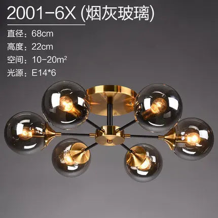 Modern Parlor LED Chandelier Smoke Grey/Clear Glass