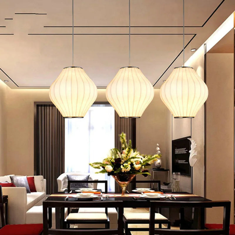 Japanese Silk Chandelier Lighting Simple Chinese Store Scandinavian Lighting Hanging Lamp Decor Home Luminaire Lamparas Lustre