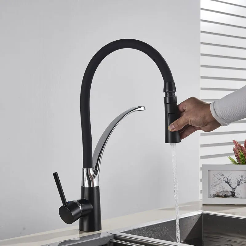 Chrome/Nickel/Black/Gold Rubber Kitchen Faucet Mixer Tap 360 Degree Rotation Pull Down Stream Sprayer Taps torneira de cozinha