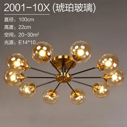 Modern Parlor LED Chandelier Smoke Grey/Clear Glass