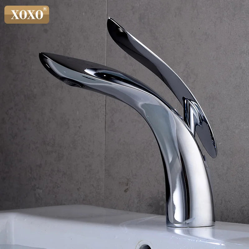 Basin Faucet Bathroom Sink Faucet Single Handle Hole Gold Faucet Basin Taps Hot Cold Mixer Tap Crane 23025A-H
