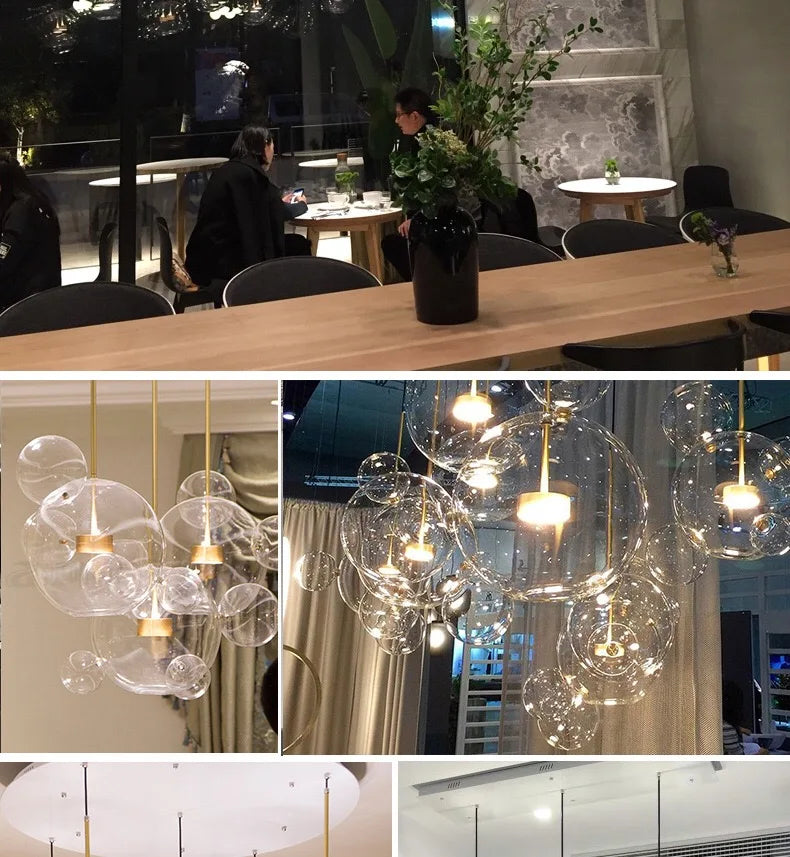 Modern Art Deco Glass Bubble Chandelier Customized Living room Droplight for Children Dining room Bar Indoor Decor Light Fixture