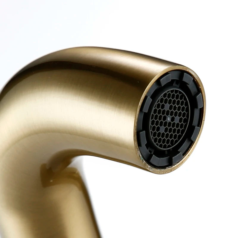 Smesiteli Bathroom Vanity Sink Faucet With Cover Plate Hot And Cold Wall-Mount Mixer Tap In Brushed Gold Taps With Knob