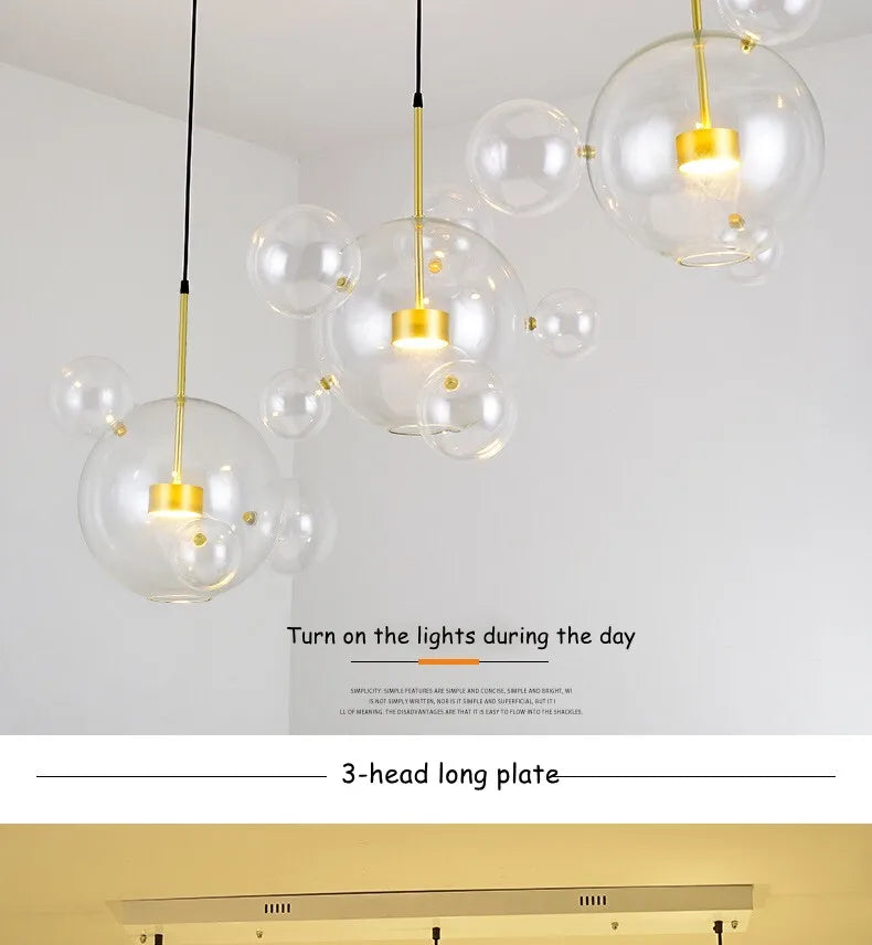 Modern Art Deco Glass Bubble Chandelier Customized Living room Droplight for Children Dining room Bar Indoor Decor Light Fixture