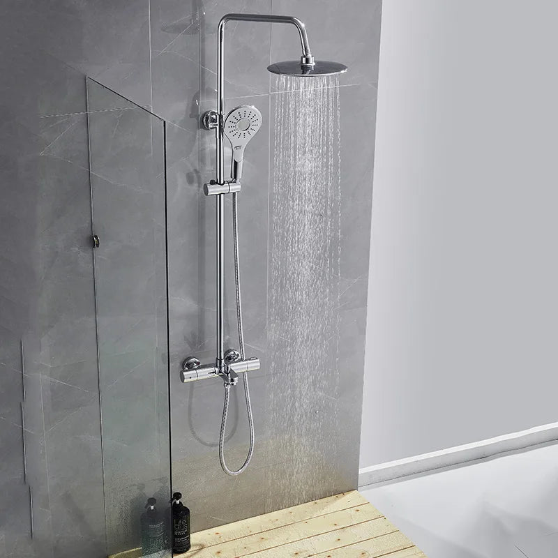 ROVATE Thermostatic Shower Systems with Rain Shower and Adjustable Handheld Shower,Bathroom Shower Set Fixtures