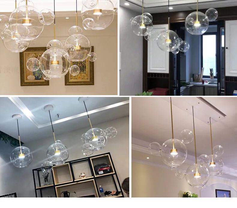 Modern Art Deco Glass Bubble Chandelier Customized Living room Droplight for Children Dining room Bar Indoor Decor Light Fixture