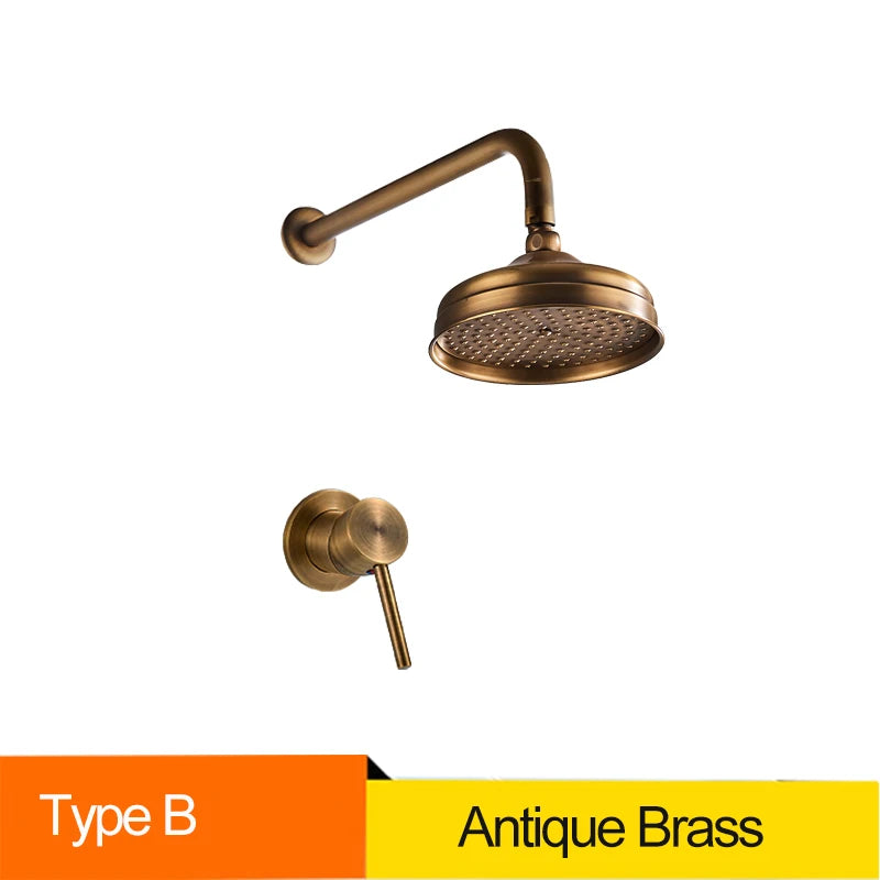 Senlesen Antique Brass Shower Faucets Set Ceramic Valve Core 8 inch Shower Head Wall Mount Hot Cold Mixer Tap Bathroom Faucet
