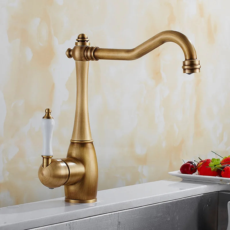 Antique Bronze Kitchen faucets 360 Rotate Swivel Faucet Hot Cold Water Tap Mixer Kitchen Sink Faucet ELK331
