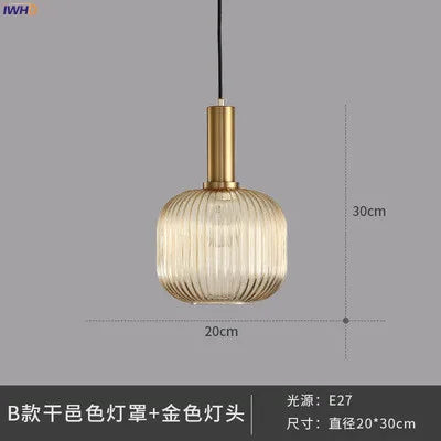 IWHD Nordic Style Glass Pendant Lights Fixtures Bedroom Dinning Living Room Light Modern LED Hanging Lamp Hanglamp Luminaire