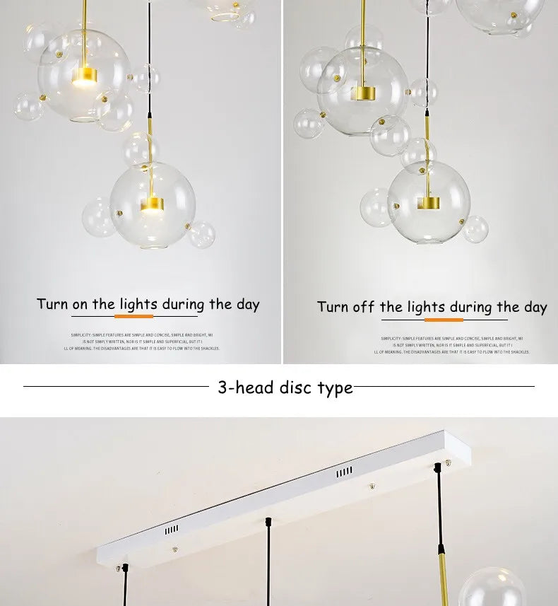 Modern Art Deco Glass Bubble Chandelier Customized Living room Droplight for Children Dining room Bar Indoor Decor Light Fixture