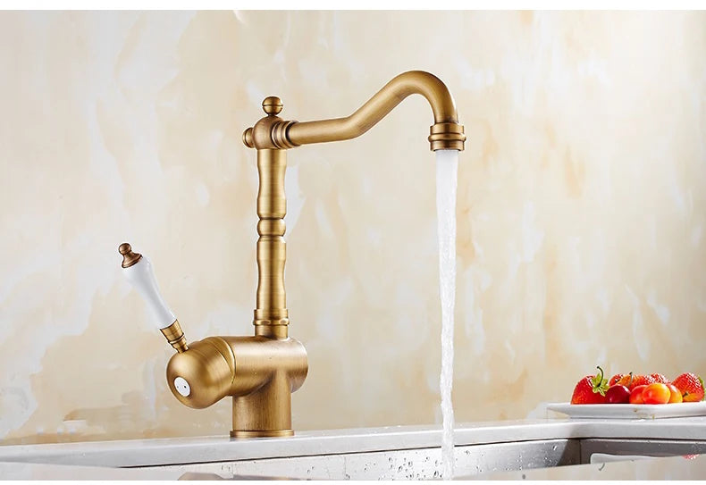 Antique Bronze Kitchen faucets 360 Rotate Swivel Faucet Hot Cold Water Tap Mixer Kitchen Sink Faucet ELK331