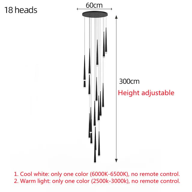Postmodern Golden Black Long Luxury Crystal LED Chandeliers