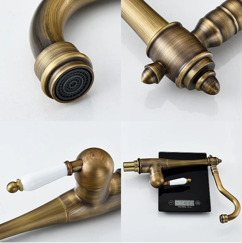 Antique Bronze Kitchen faucets 360 Rotate Swivel Faucet Hot Cold Water Tap Mixer Kitchen Sink Faucet ELK331