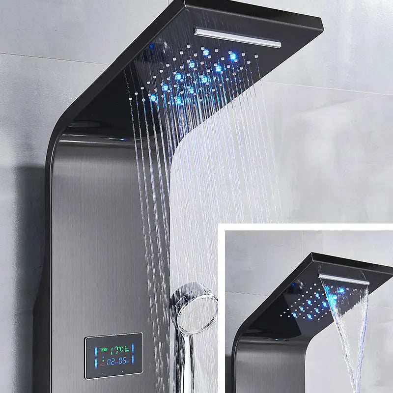 Black Shower Panel Column LED Bathroom Shower System
