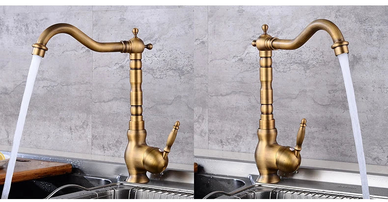 Antique Bronze Kitchen faucets 360 Rotate Swivel Faucet Hot Cold Water Tap Mixer Kitchen Sink Faucet ELK331