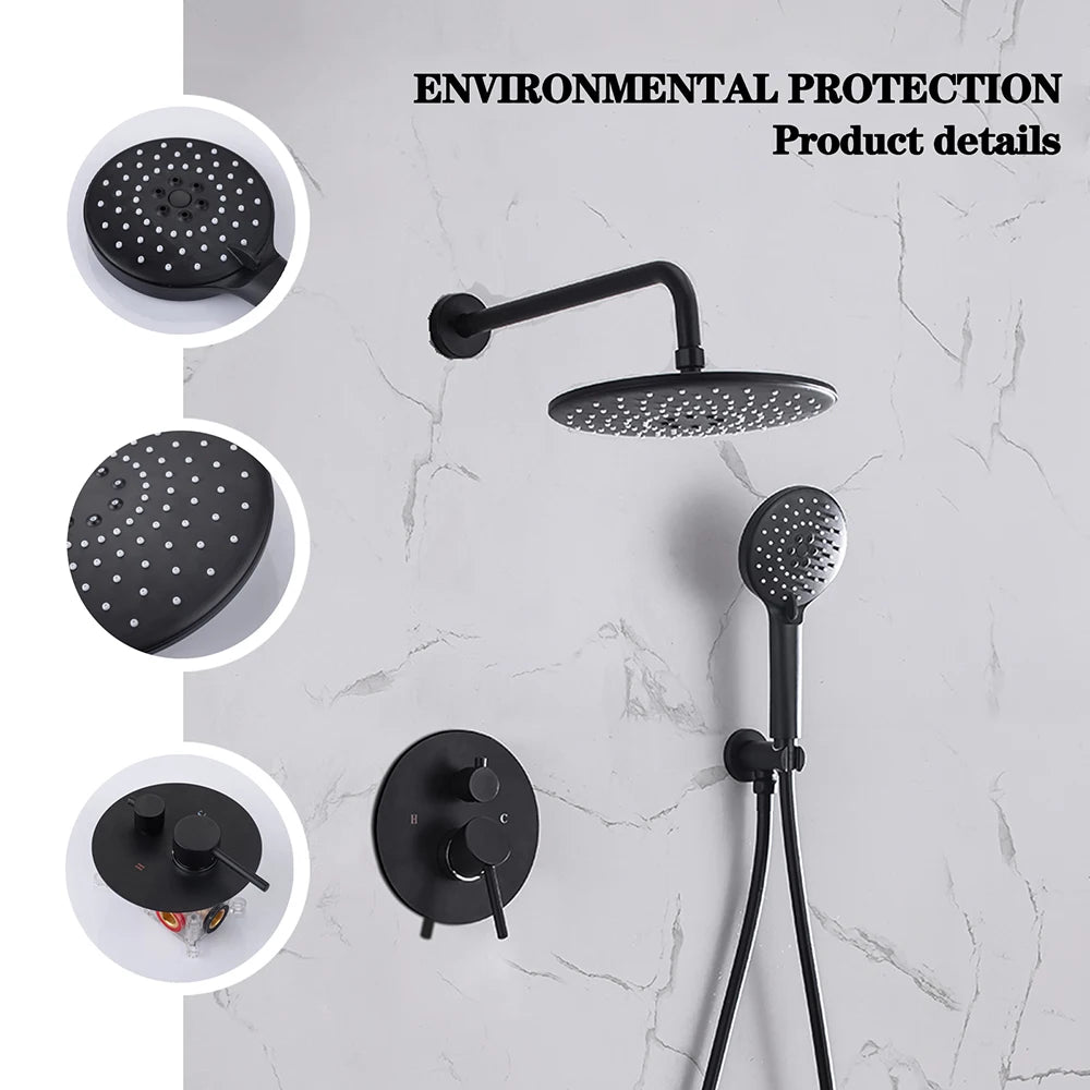 Thermostatic Shower Faucet Chrome Waterfall Rain Shower