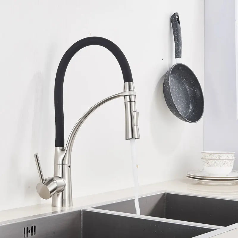 Chrome/Nickel/Black/Gold Rubber Kitchen Faucet Mixer Tap 360 Degree Rotation Pull Down Stream Sprayer Taps torneira de cozinha