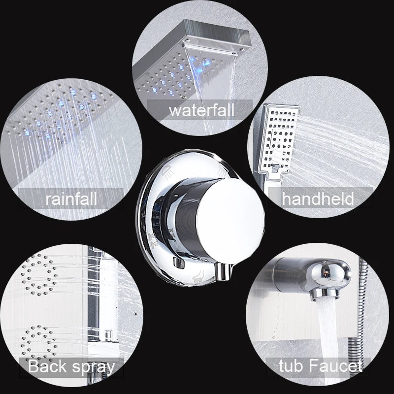 LED Shower Panel 5 Function Bathroom Shower Faucet