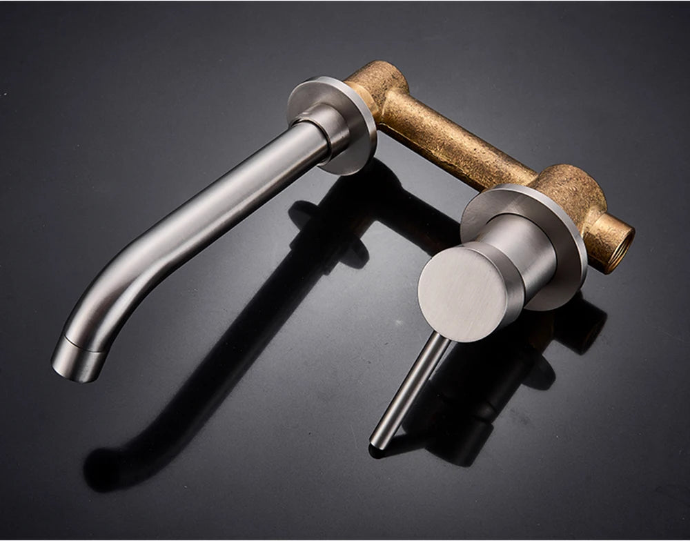 Antique Brass Basin Faucet Single Handle Wall Mounted Bathroom Vessel Sink Mixer Tap 2 Holes Washing Basin Crane Tap