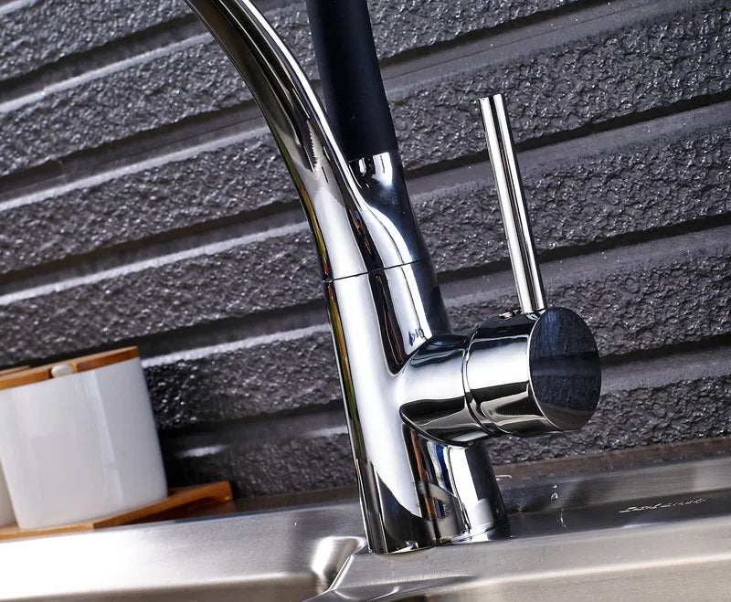 Chrome/Nickel/Black/Gold Rubber Kitchen Faucet Mixer Tap 360 Degree Rotation Pull Down Stream Sprayer Taps torneira de cozinha