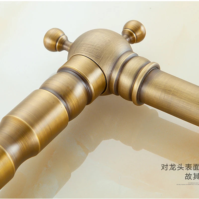 Quyanre Black Bronze Retro Antique Brass Basin Faucet Single Handle Mixer Tap 360 Rotation Kitchen Faucet Kitchen Mixer Taps