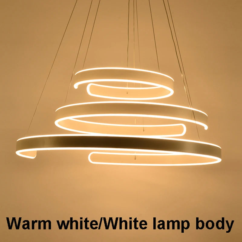 AC90-264VModern pendant lights for living room dining room Geometry Circle Rings acrylic aluminum body LED Lighting ceiling Lamp
