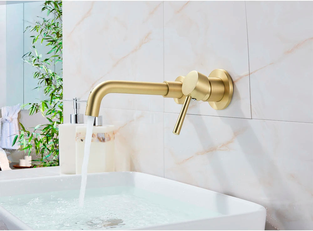 Antique Brass Basin Faucet Single Handle Wall Mounted Bathroom Vessel Sink Mixer Tap 2 Holes Washing Basin Crane Tap