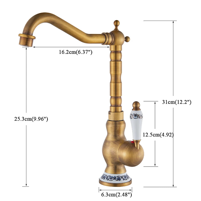Quyanre Black Bronze Retro Antique Brass Basin Faucet Single Handle Mixer Tap 360 Rotation Kitchen Faucet Kitchen Mixer Taps