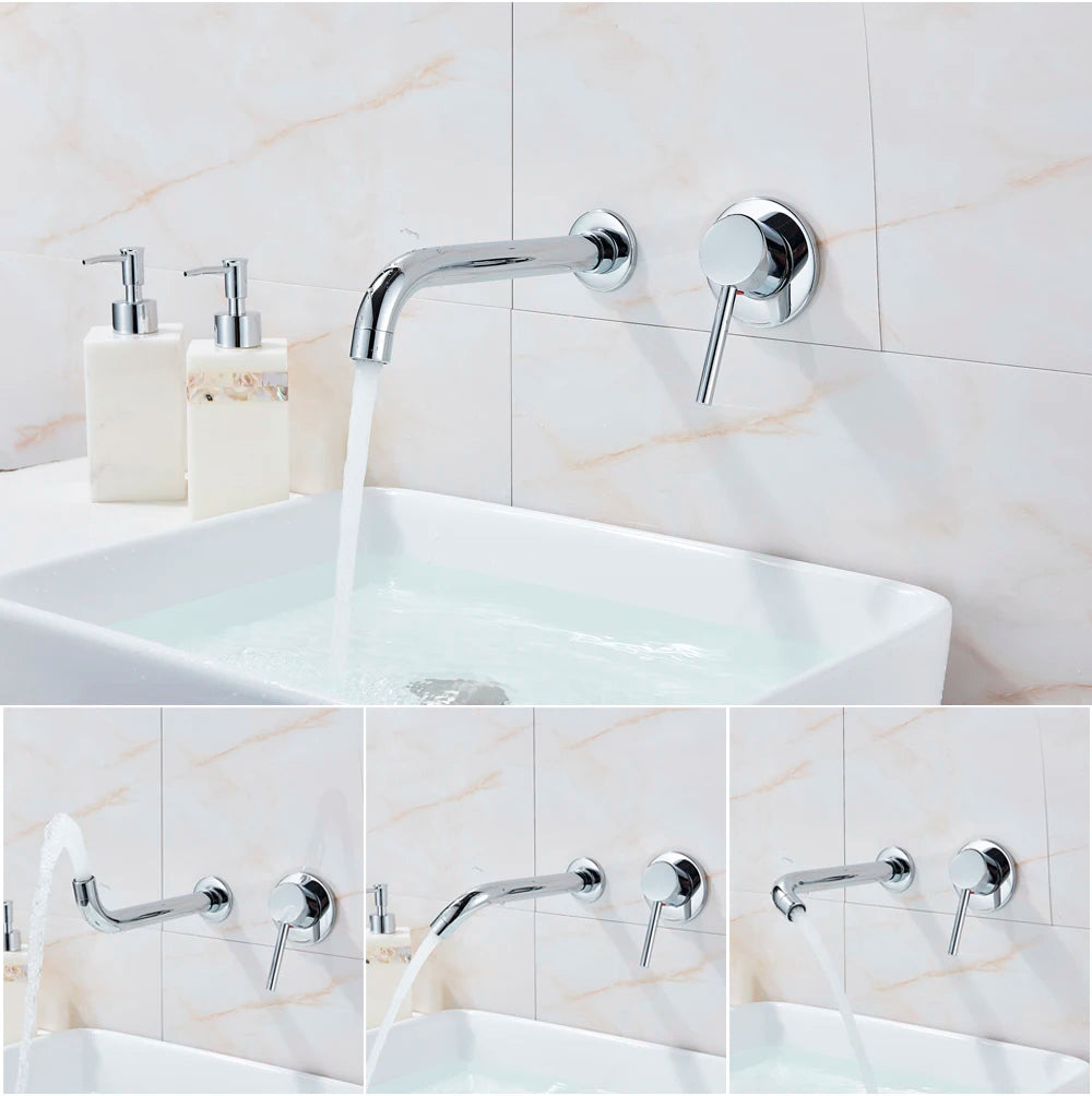 Antique Brass Basin Faucet Single Handle Wall Mounted Bathroom Vessel Sink Mixer Tap 2 Holes Washing Basin Crane Tap