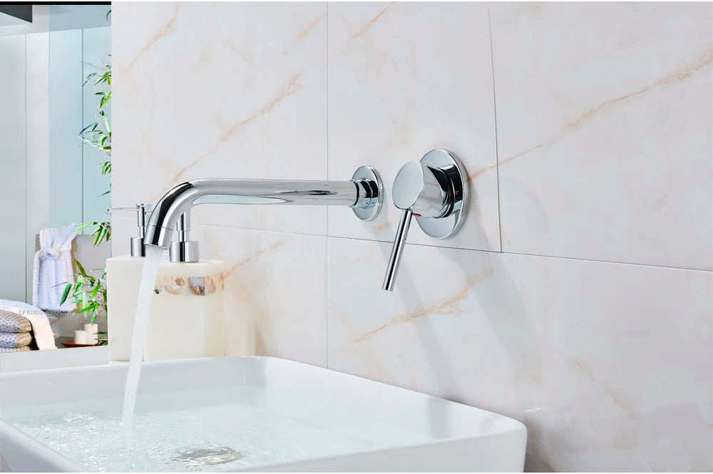 Antique Brass Basin Faucet Single Handle Wall Mounted Bathroom Vessel Sink Mixer Tap 2 Holes Washing Basin Crane Tap