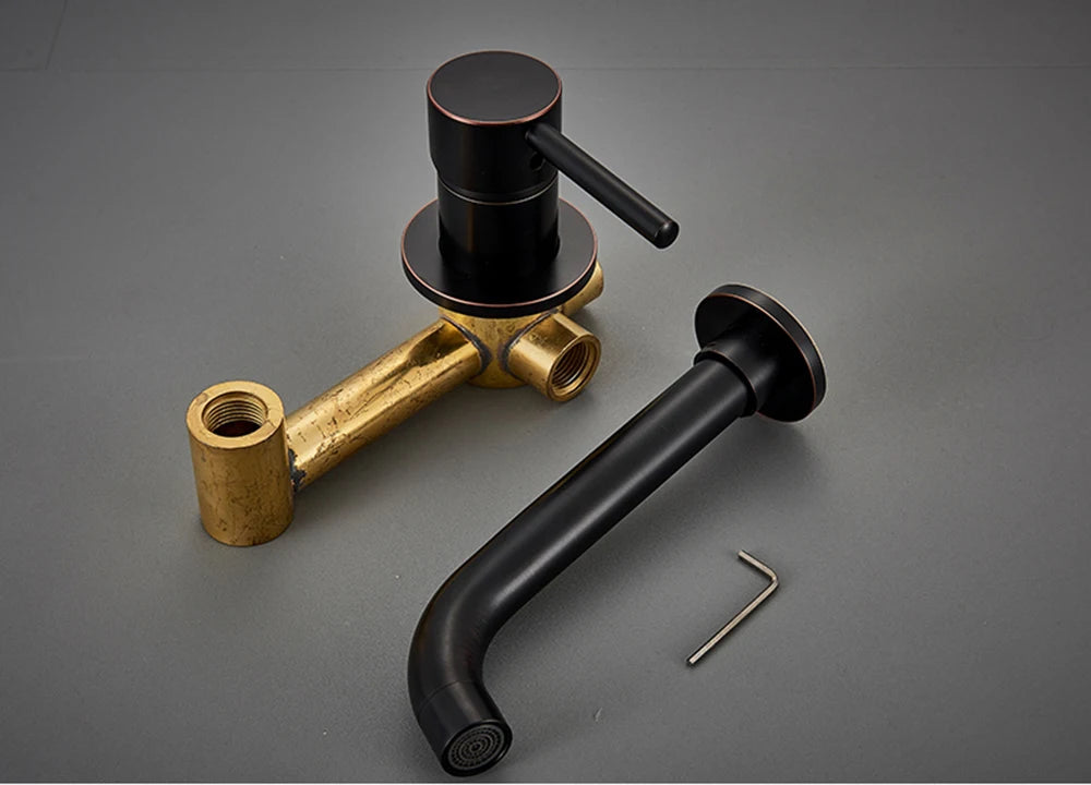 Antique Brass Basin Faucet Single Handle Wall Mounted Bathroom Vessel Sink Mixer Tap 2 Holes Washing Basin Crane Tap