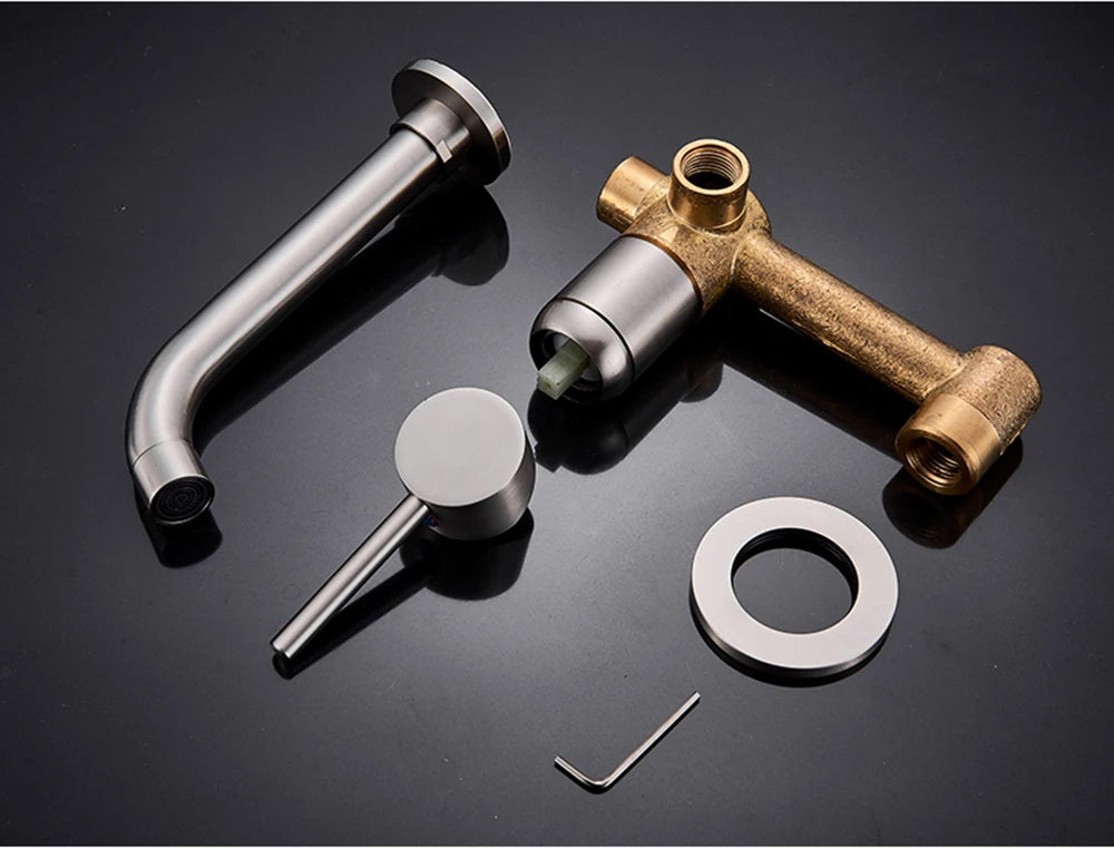 Antique Brass Basin Faucet Single Handle Wall Mounted Bathroom Vessel Sink Mixer Tap 2 Holes Washing Basin Crane Tap