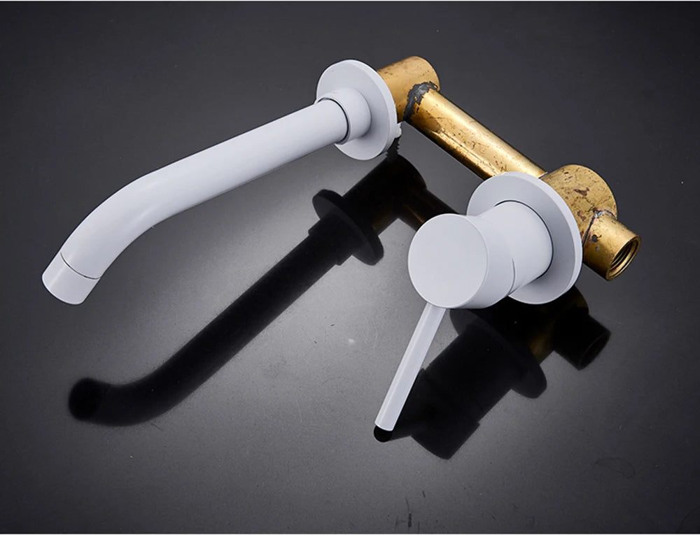 Antique Brass Basin Faucet Single Handle Wall Mounted Bathroom Vessel Sink Mixer Tap 2 Holes Washing Basin Crane Tap