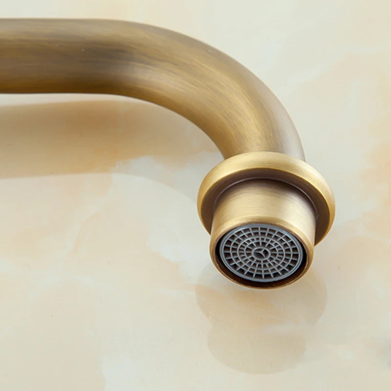 Quyanre Black Bronze Retro Antique Brass Basin Faucet Single Handle Mixer Tap 360 Rotation Kitchen Faucet Kitchen Mixer Taps