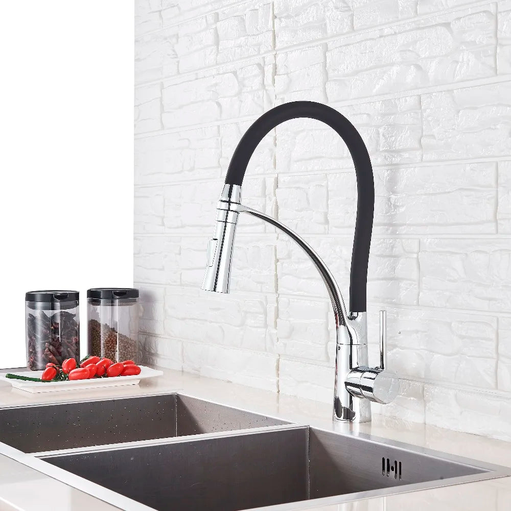 Chrome/Nickel/Black/Gold Rubber Kitchen Faucet Mixer Tap 360 Degree Rotation Pull Down Stream Sprayer Taps torneira de cozinha