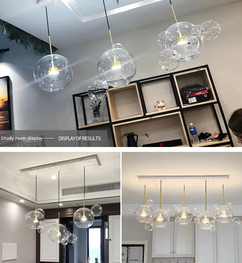 Modern Art Deco Glass Bubble Chandelier Customized Living room Droplight for Children Dining room Bar Indoor Decor Light Fixture